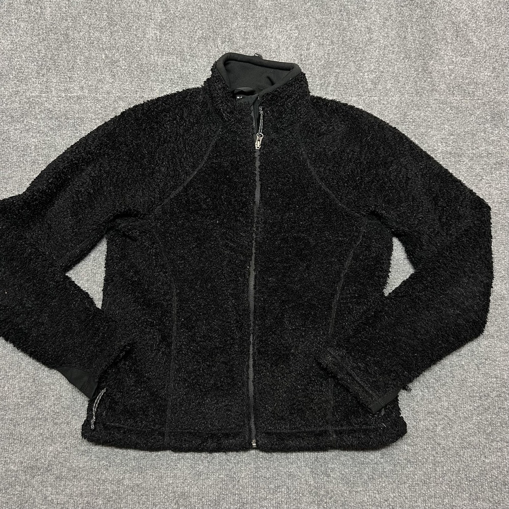 Mountain Hardwear Fleece Jacket Womens Medium Black Full Zip Pockets Warm